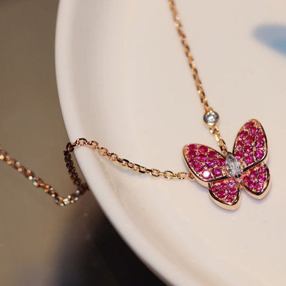 [Regal Gem]BUTTERFLY RED DIAMOND Regal Gem GOLD NECKLACE