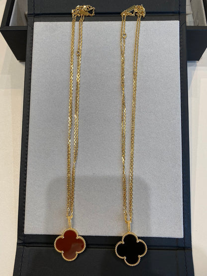 [Regal Gem]CLOVER 25MM NECKLACE GOLD CARNELIAN
