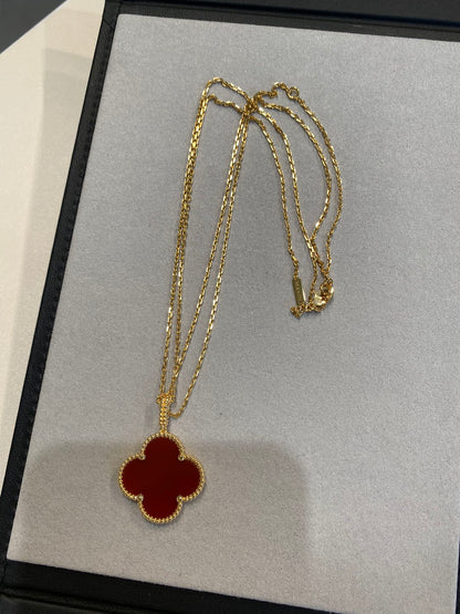 [Regal Gem]CLOVER 25MM NECKLACE GOLD CARNELIAN