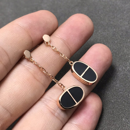 [Regal Gem]CHAINE VERSO BLACK CERAMIC SILVER EARRINGS