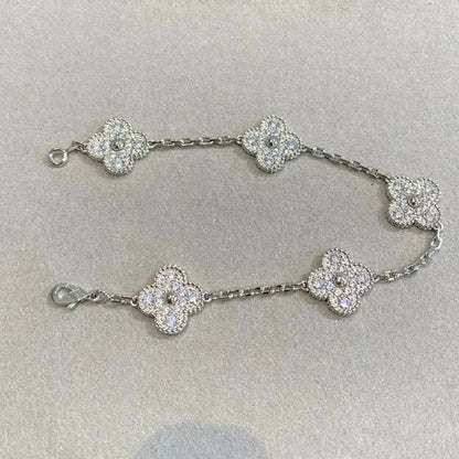 [Regal Gem] CLOVER 5 MOTIF FULL DIAMOND BRACELET COLLECTION