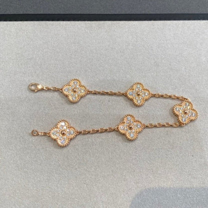 [Regal Gem] CLOVER 5 MOTIF FULL DIAMOND BRACELET COLLECTION