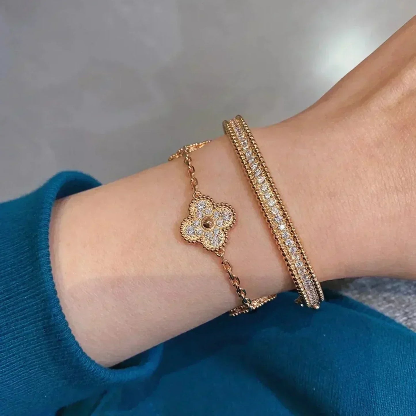 [Regal Gem] CLOVER 5 MOTIF FULL DIAMOND BRACELET COLLECTION