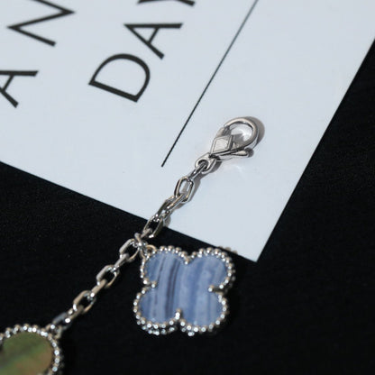 [Regal Gem]CLOVER BRACELET 5 MOTIFS MOP CHALCEDONY SILVER