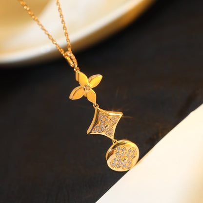[Regal Gem]STAR AND SUN DIAMOND PINK GOLD NECKLACE