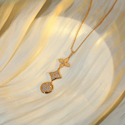 [Regal Gem]STAR AND SUN DIAMOND PINK GOLD NECKLACE