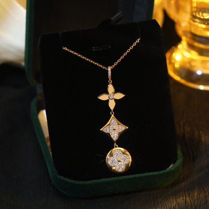 [Regal Gem]STAR AND SUN DIAMOND PINK GOLD NECKLACE