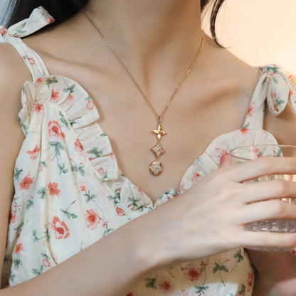 [Regal Gem]STAR AND SUN DIAMOND PINK GOLD NECKLACE