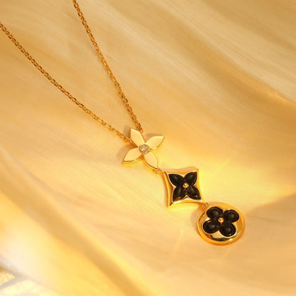 [Regal Gem]STAR AND SUN ONYX PINK GOLD NECKLACE