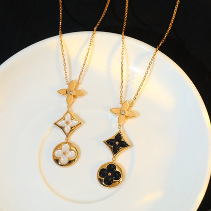 [Regal Gem]STAR AND SUN ONYX PINK GOLD NECKLACE