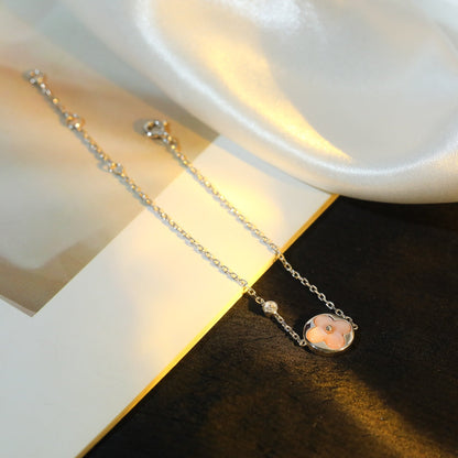 [Regal Gem]SUN MOTIF PINK MOP SILVER BRACELET