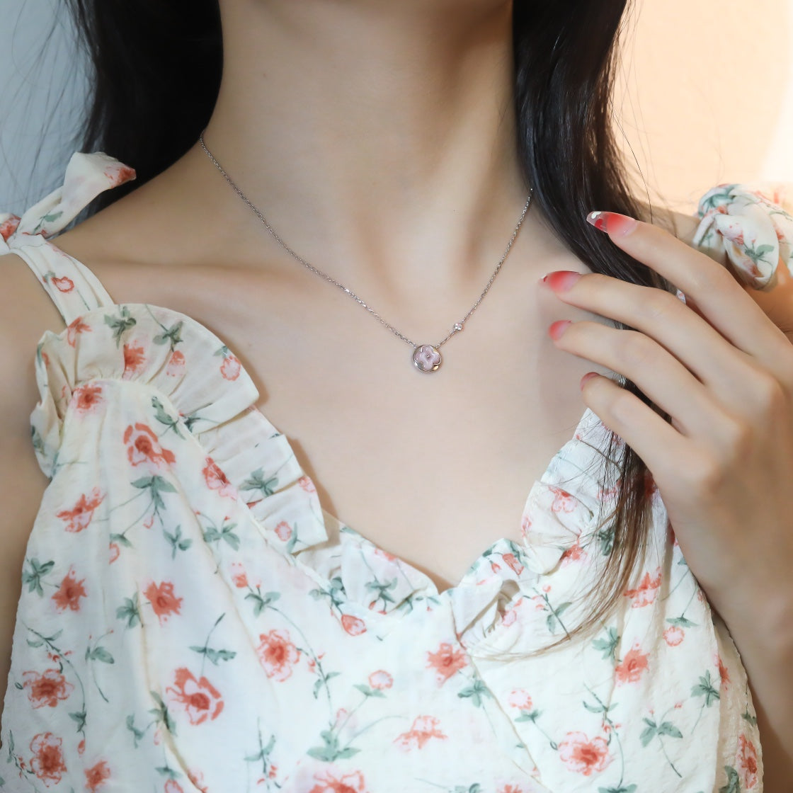 [Regal Gem]SUN PEDANT PINK GOLD 1 DIAMOND NECKLACE