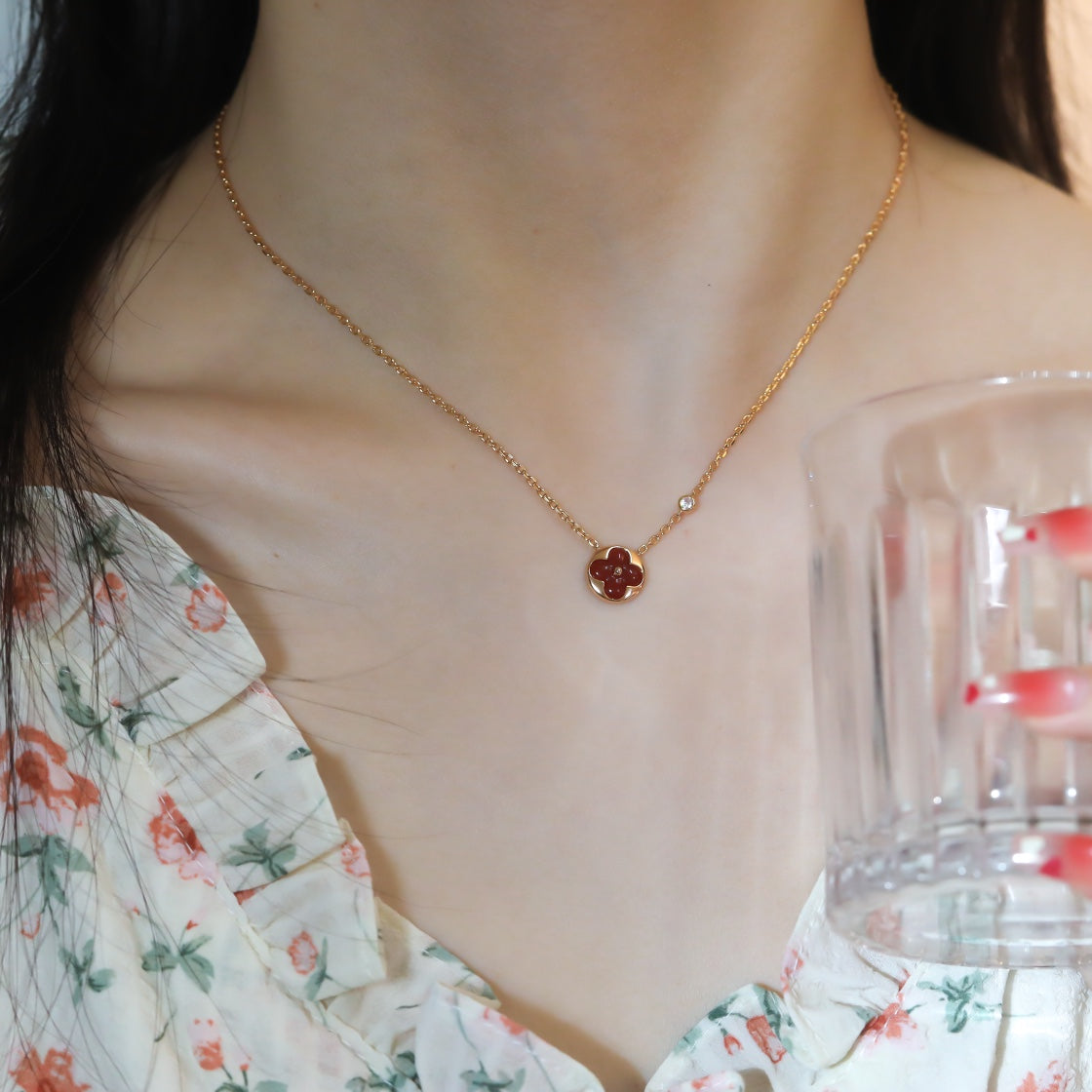 [Regal Gem]SUN PEDANT PINK GOLD 1 DIAMOND NECKLACE