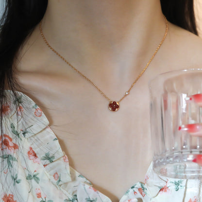 [Regal Gem]SUN PEDANT PINK GOLD 1 DIAMOND NECKLACE