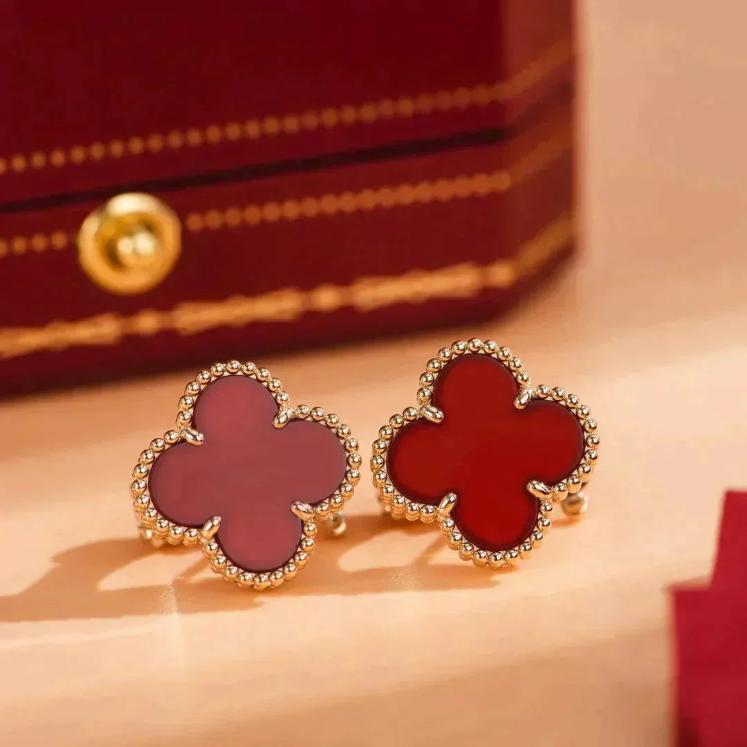 [Regal Gem]CLOVER MEDIUM 1 MOTIFS CARNELIAN  EARRINGS