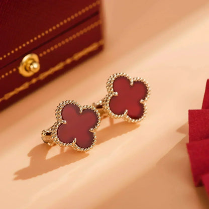 [Regal Gem]CLOVER MEDIUM 1 MOTIFS CARNELIAN  EARRINGS
