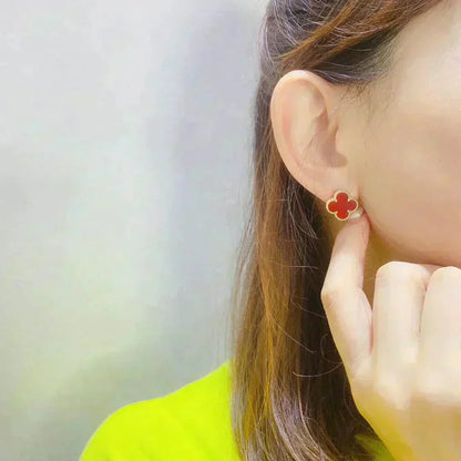 [Regal Gem]CLOVER MEDIUM 1 MOTIFS CARNELIAN  EARRINGS