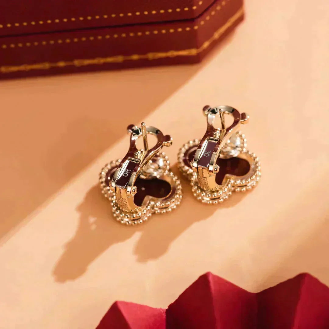 [Regal Gem]CLOVER MEDIUM 1 MOTIFS CARNELIAN  EARRINGS