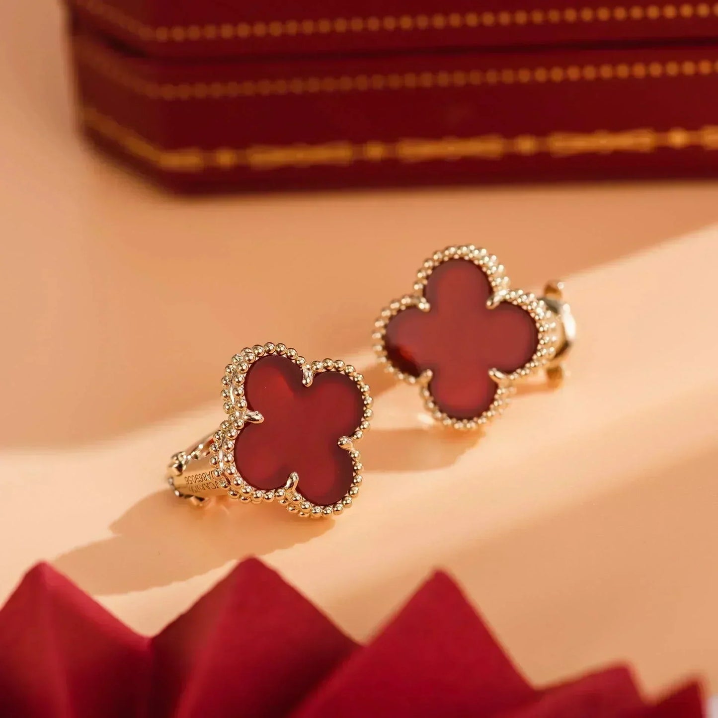 [Regal Gem]CLOVER MEDIUM 1 MOTIFS CARNELIAN  EARRINGS