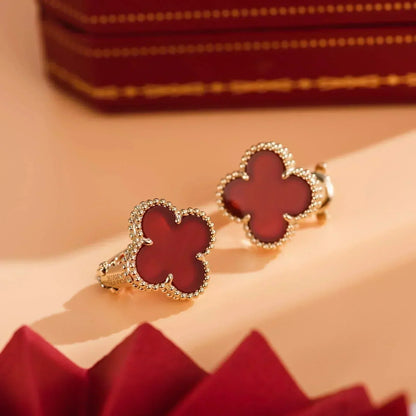 [Regal Gem]CLOVER MEDIUM 1 MOTIFS CARNELIAN  EARRINGS