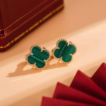 [Regal Gem]CLOVER MEDIUM 1 MOTIFS MALACHITE  EARRINGS