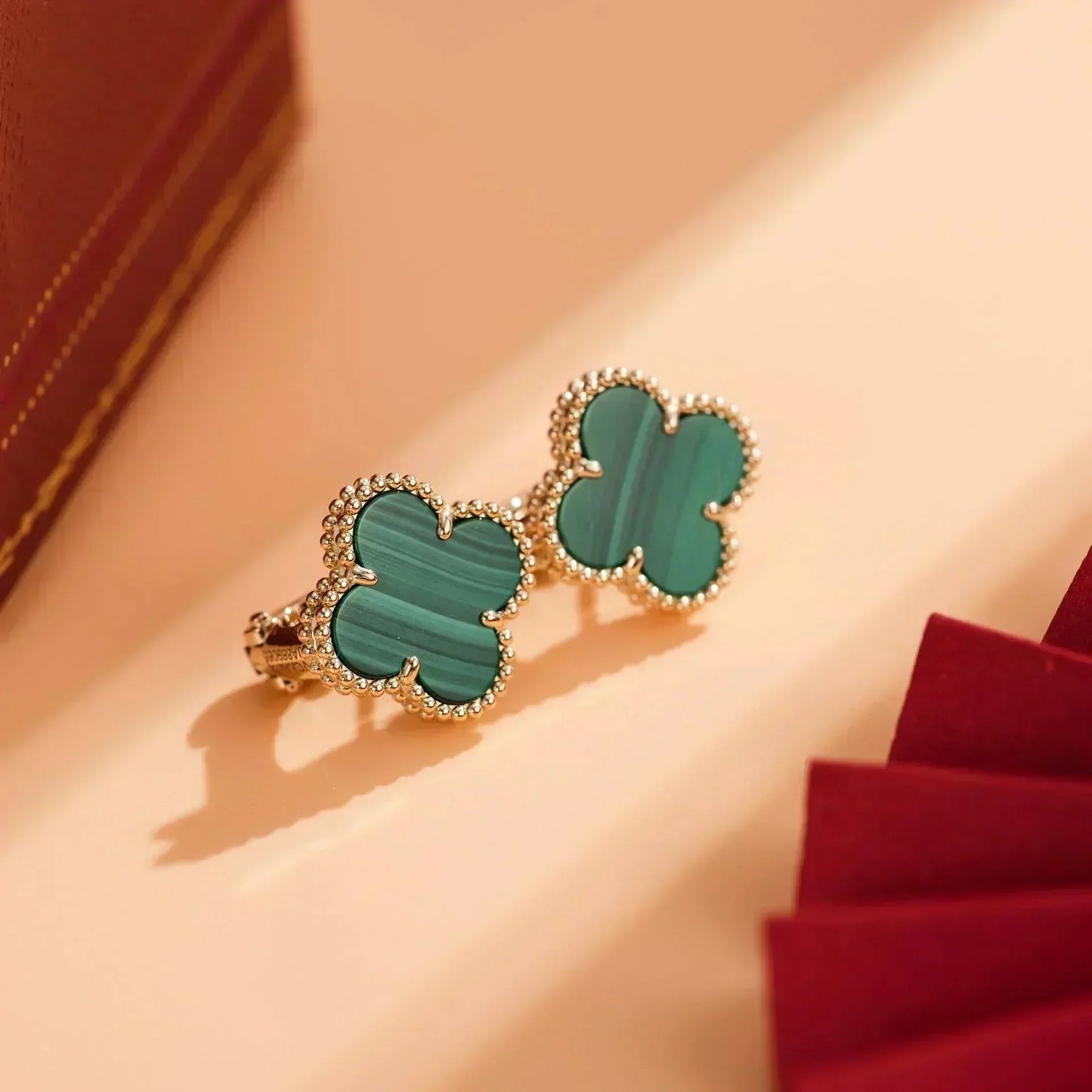 [Regal Gem]CLOVER MEDIUM 1 MOTIFS MALACHITE  EARRINGS