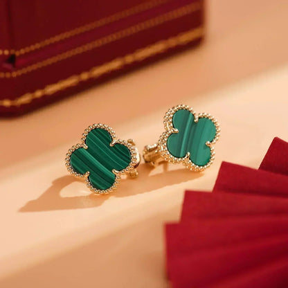 [Regal Gem]CLOVER MEDIUM 1 MOTIFS MALACHITE  EARRINGS