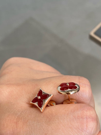 [Regal Gem]STAR AND SUN PINK GOLD CARNELIAN STUD EARRINGS