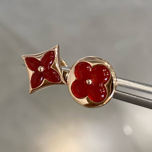 [Regal Gem]STAR AND SUN PINK GOLD CARNELIAN STUD EARRINGS