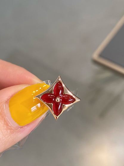 [Regal Gem]STAR AND SUN PINK GOLD CARNELIAN STUD EARRINGS