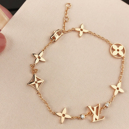 [Regal Gem]STAR AND SUN 7 MOTIFS GOLD BRACELET