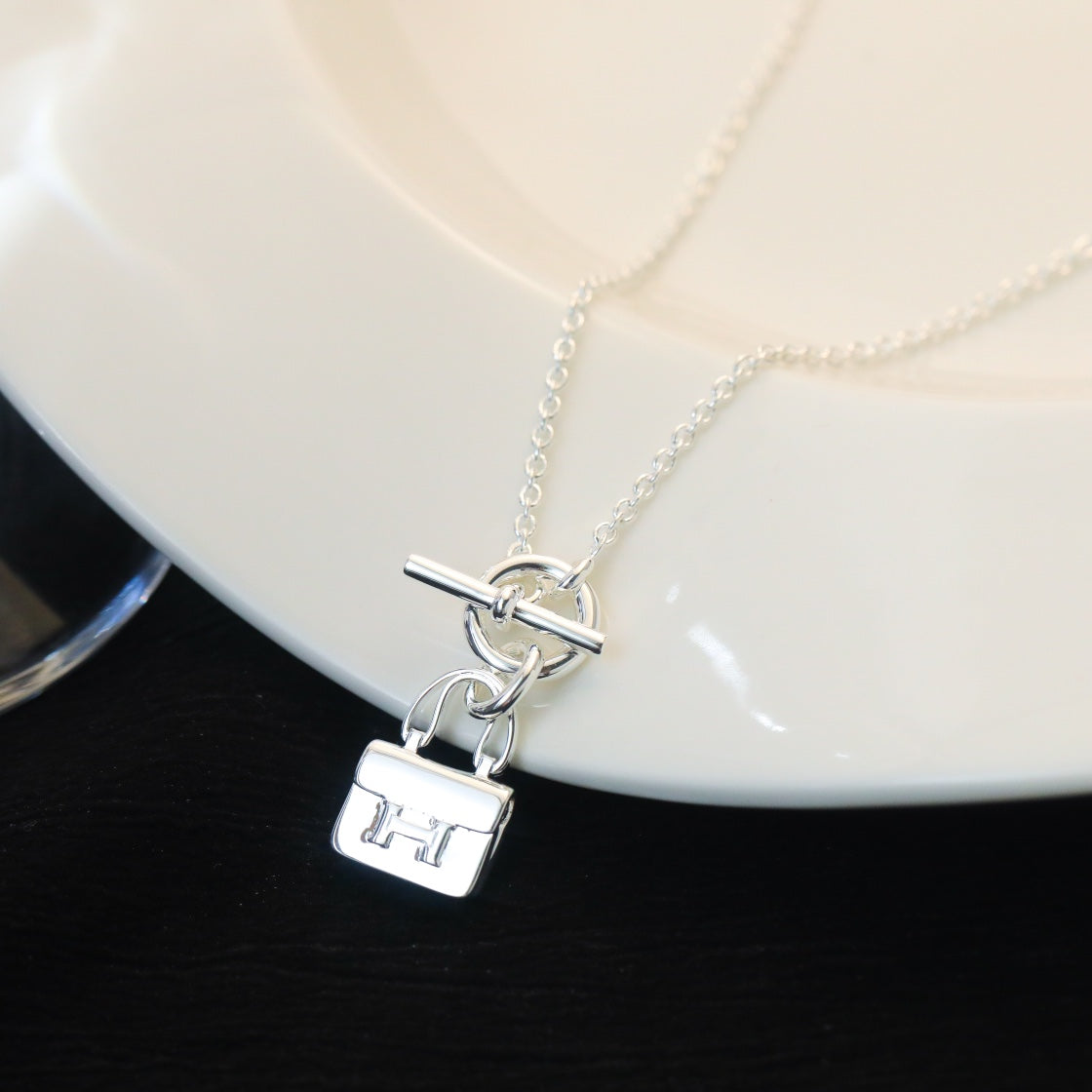 [Regal Gem]POP H PEDANT SILVER NECKLACE