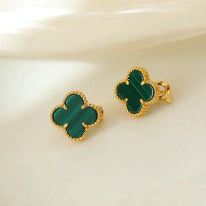 [Regal Gem]CLOVER MEDIUM 1 MOTIFS MALACHITE  EARRINGS
