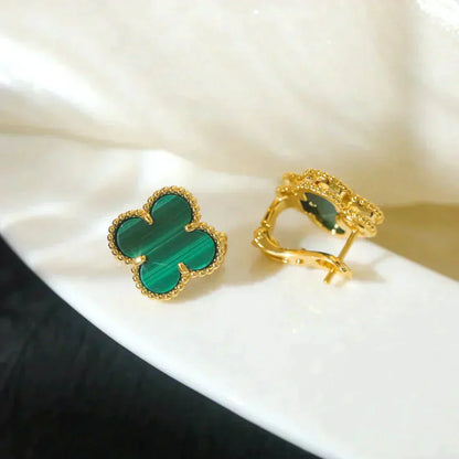 [Regal Gem]CLOVER MEDIUM 1 MOTIFS MALACHITE  EARRINGS