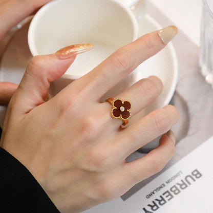 [Regal Gem]CLOVER CARNELIAN RING Regal Gem GOLD DIAMOND