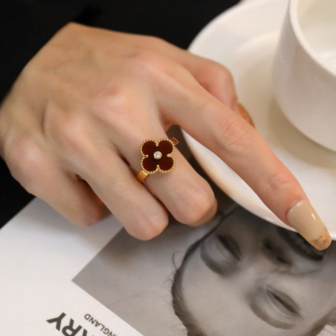 [Regal Gem]CLOVER CARNELIAN RING Regal Gem GOLD DIAMOND
