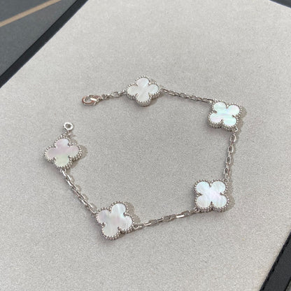 [Regal Gem]CLOVER WHITE PEARL MOP 5 MOTIF BRACELET COLLECTION