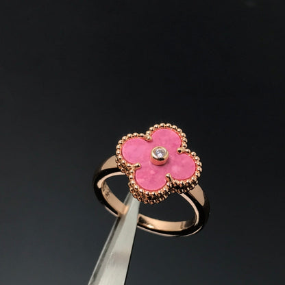 [Regal Gem]CLOVER RHODONITE Regal Gem GOLD RING