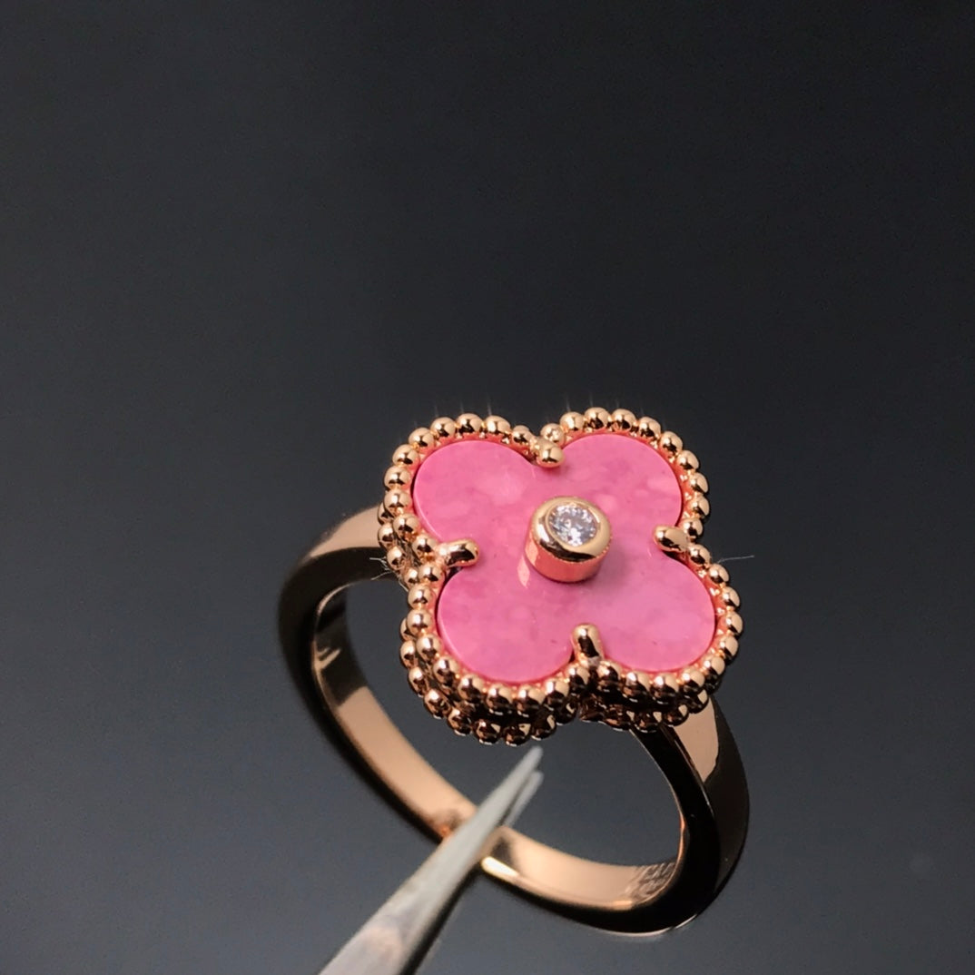[Regal Gem]CLOVER RHODONITE Regal Gem GOLD RING