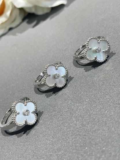 [Regal Gem]CLOVER SILVER MOP DIAMOND RING