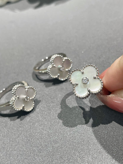 [Regal Gem]CLOVER SILVER MOP DIAMOND RING