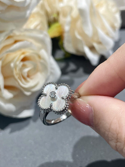 [Regal Gem]CLOVER SILVER MOP DIAMOND RING
