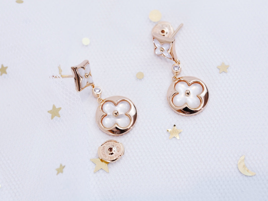 [Regal Gem]STAR AND SUN PINK GOLD MOP DROP EARRINGS