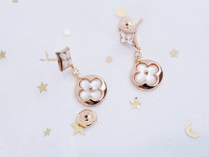 [Regal Gem]STAR AND SUN PINK GOLD MOP DROP EARRINGS