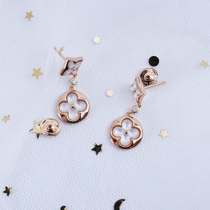 [Regal Gem]STAR AND SUN PINK GOLD MOP DROP EARRINGS