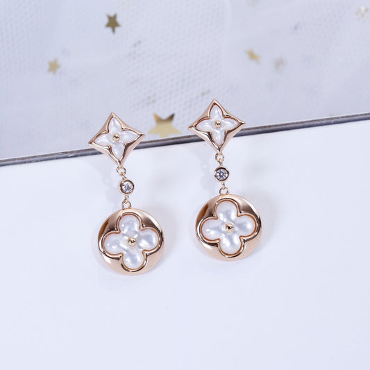 [Regal Gem]STAR AND SUN PINK GOLD MOP DROP EARRINGS