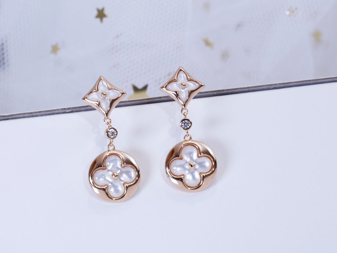 [Regal Gem]STAR AND SUN PINK GOLD MOP DROP EARRINGS
