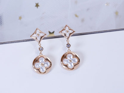 [Regal Gem]STAR AND SUN PINK GOLD MOP DROP EARRINGS