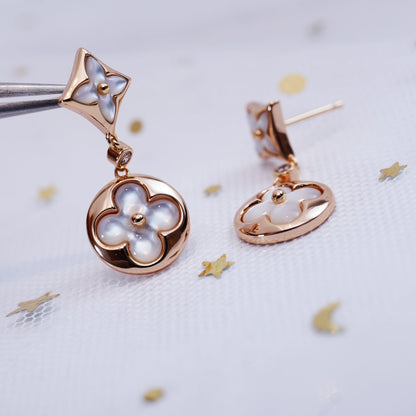 [Regal Gem]STAR AND SUN PINK GOLD MOP DROP EARRINGS
