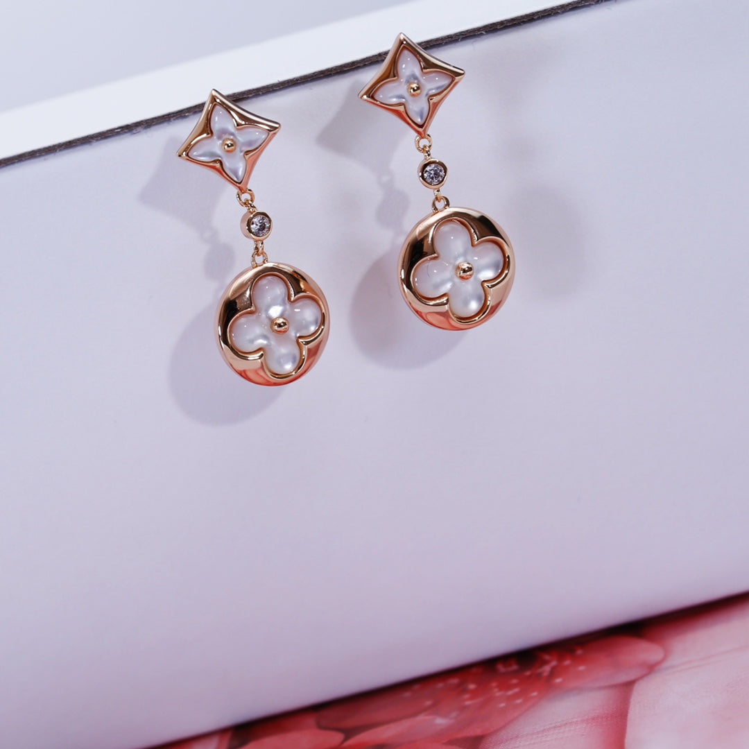 [Regal Gem]STAR AND SUN PINK GOLD MOP DROP EARRINGS